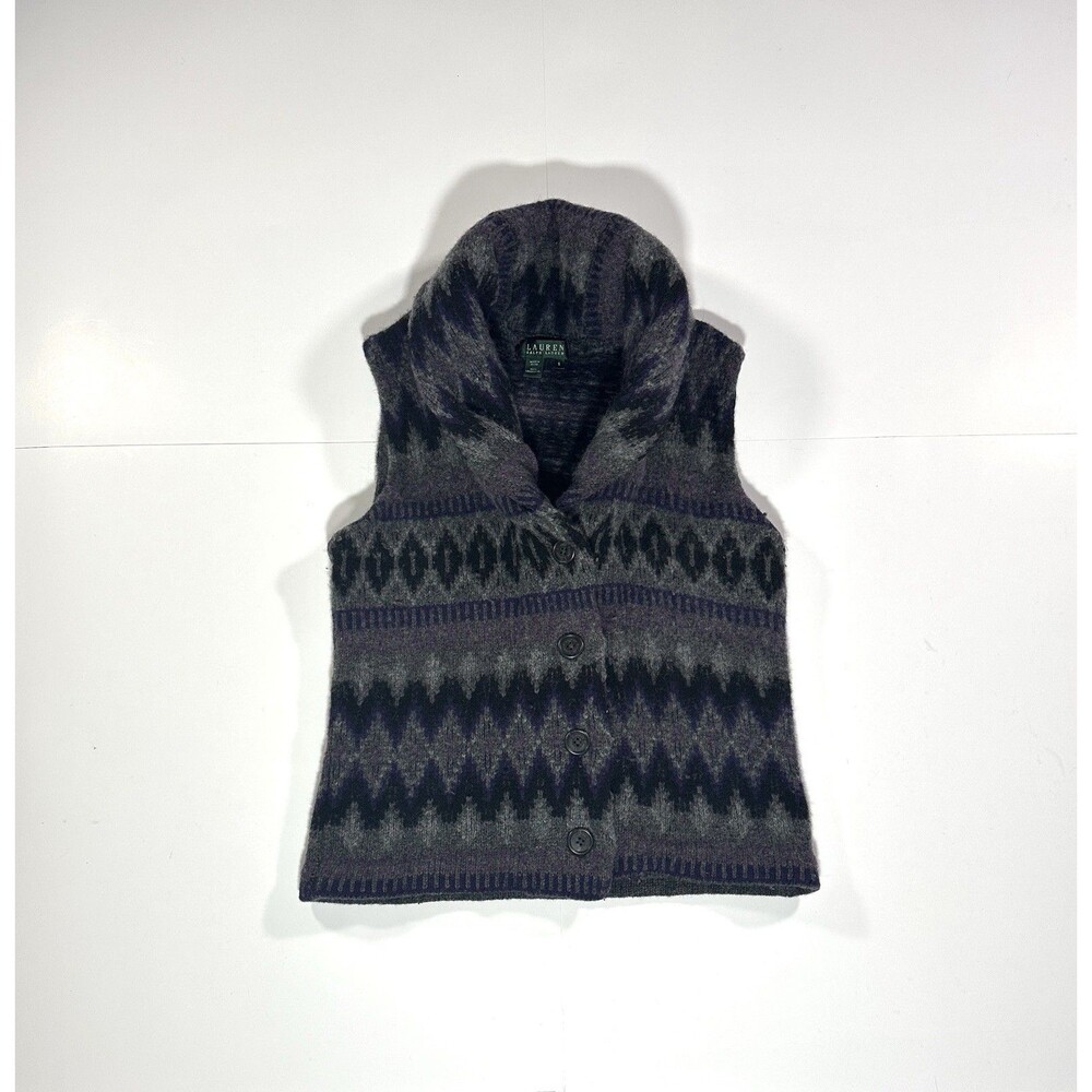 Lauren Ralph Lauren Aztec Tribal Native Southwestern Lambswool Vest Size Small